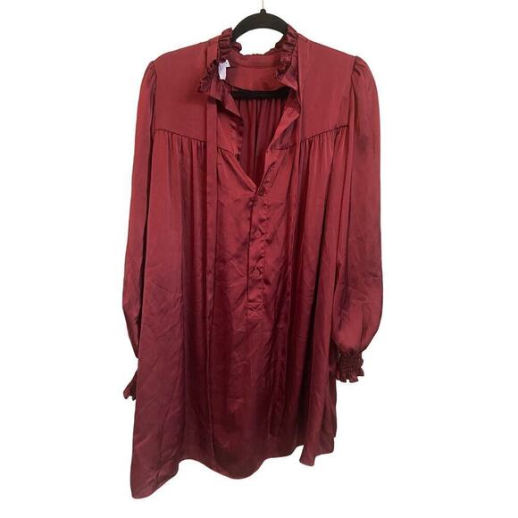 Adam Lippes Collective Green Mock Neck Long-Sleeve Mini Dress Womens Size 4 - Picture 1 of 4